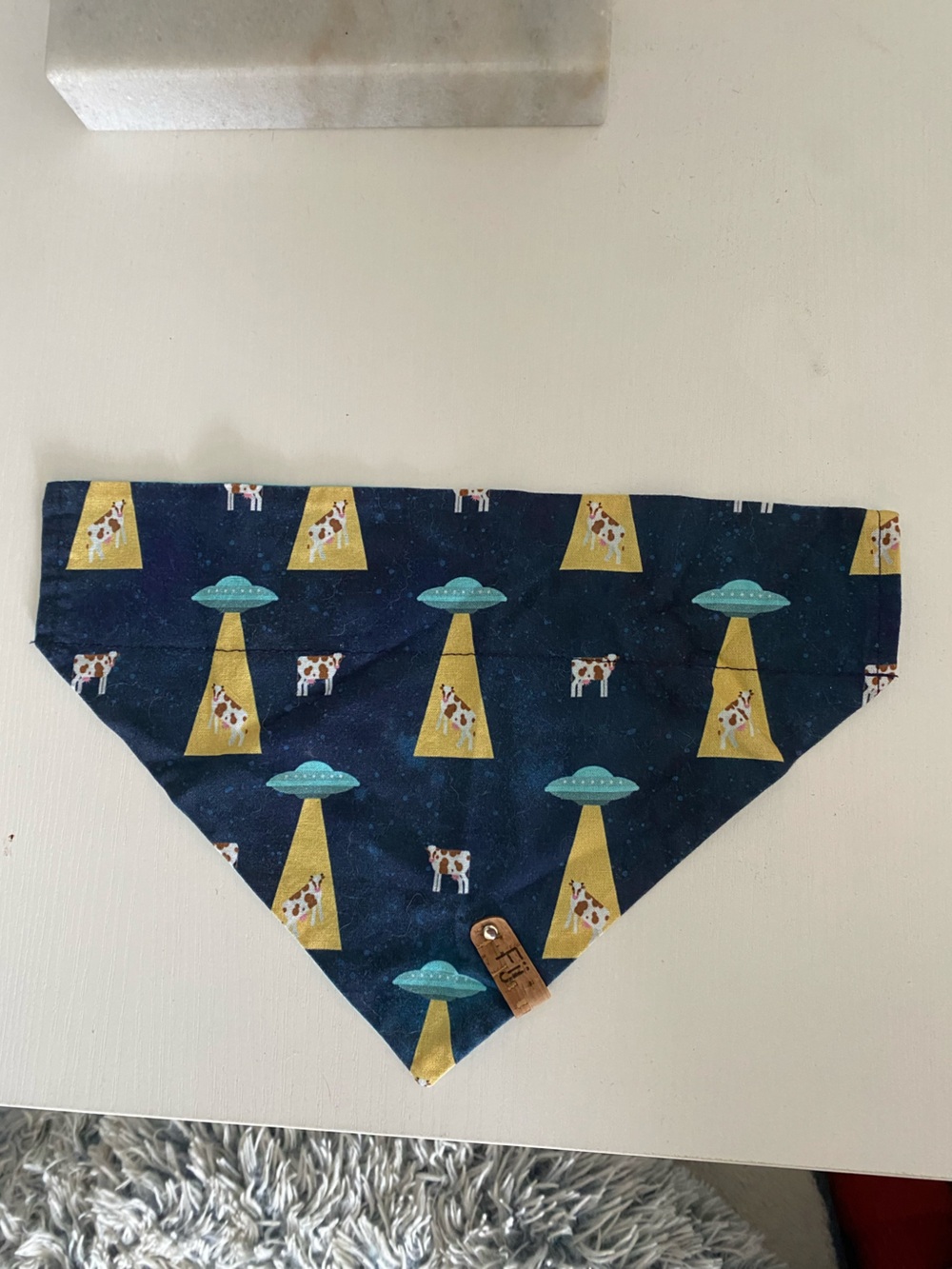 Reversible Navy Alien Cow Pet Bandana